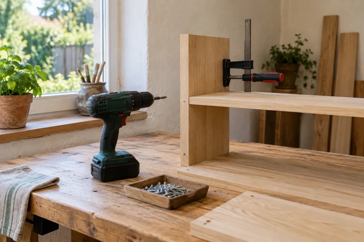 Werkzeug für sorgfältige Montagearbeiten an Holz – illustratives Motiv